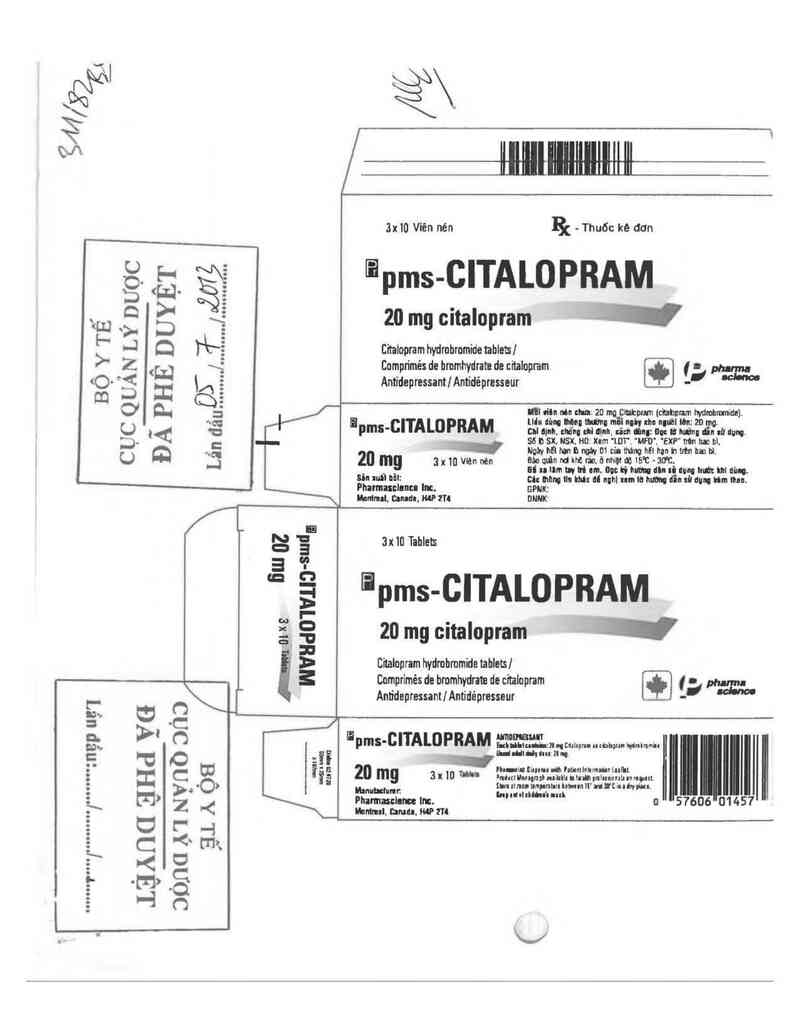 thông tin, cách dùng, giá thuốc PMS-Citalopram 20mg - ảnh 0