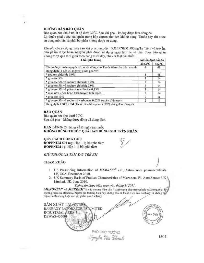 thông tin, cách dùng, giá thuốc Ropenem 1g - ảnh 15