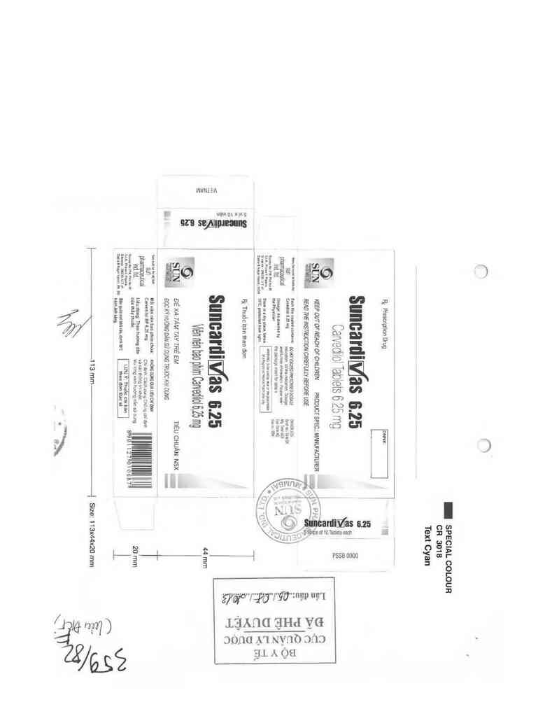 thông tin, cách dùng, giá thuốc Suncardivas 6.25 - ảnh 0