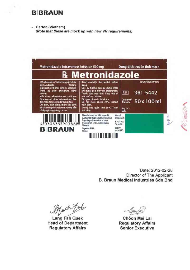 thông tin, cách dùng, giá thuốc Metronidazole Intravenous Infusion 500mg - ảnh 1