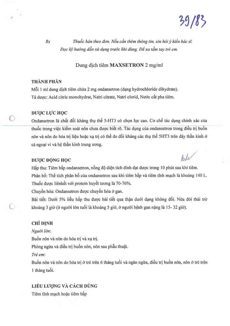 thông tin, cách dùng, giá thuốc Maxsetron - ảnh 1