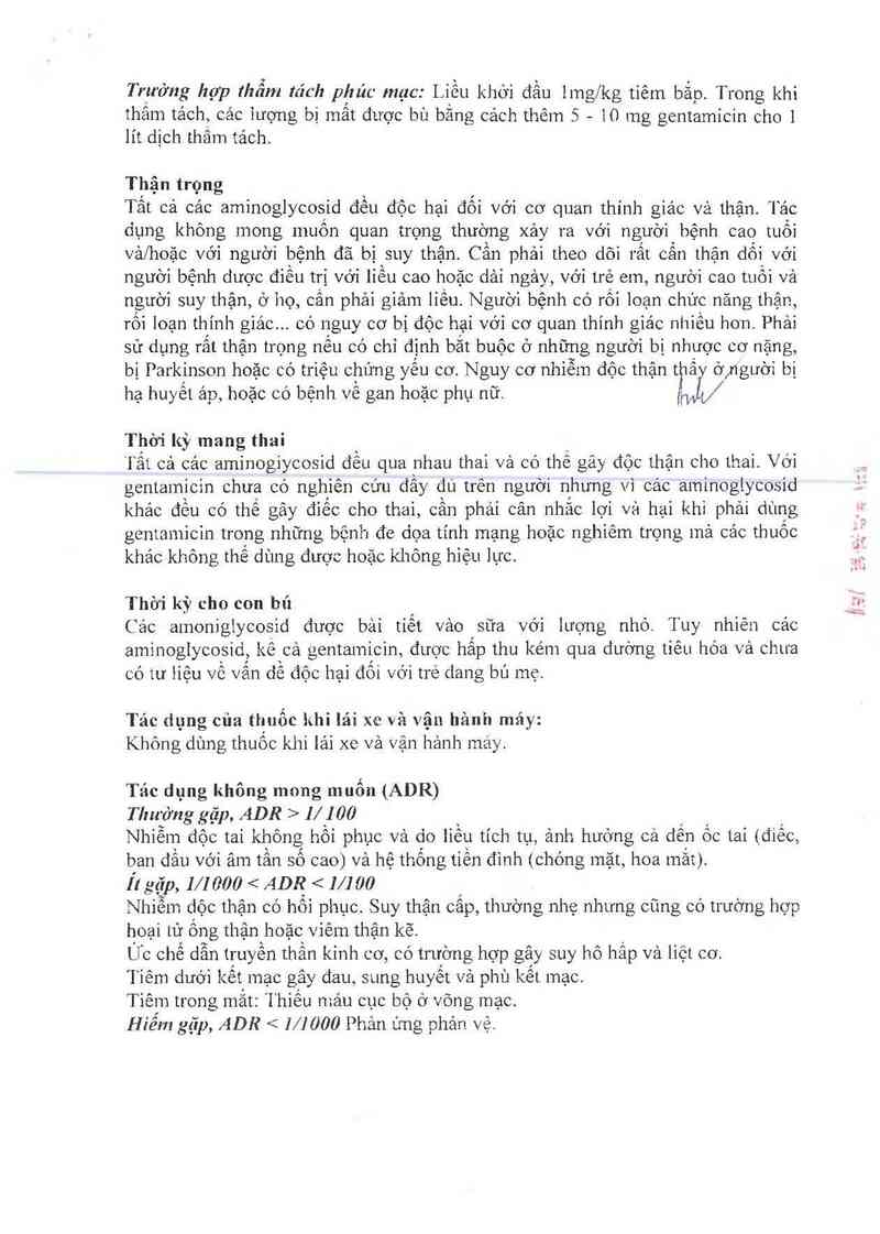 thông tin, cách dùng, giá thuốc Gentamicin-Ferein - ảnh 5