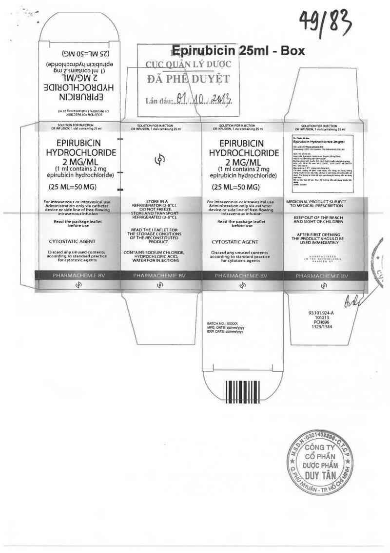 thông tin, cách dùng, giá thuốc Epirubicin Hydrochloride 2mg/ml - ảnh 0