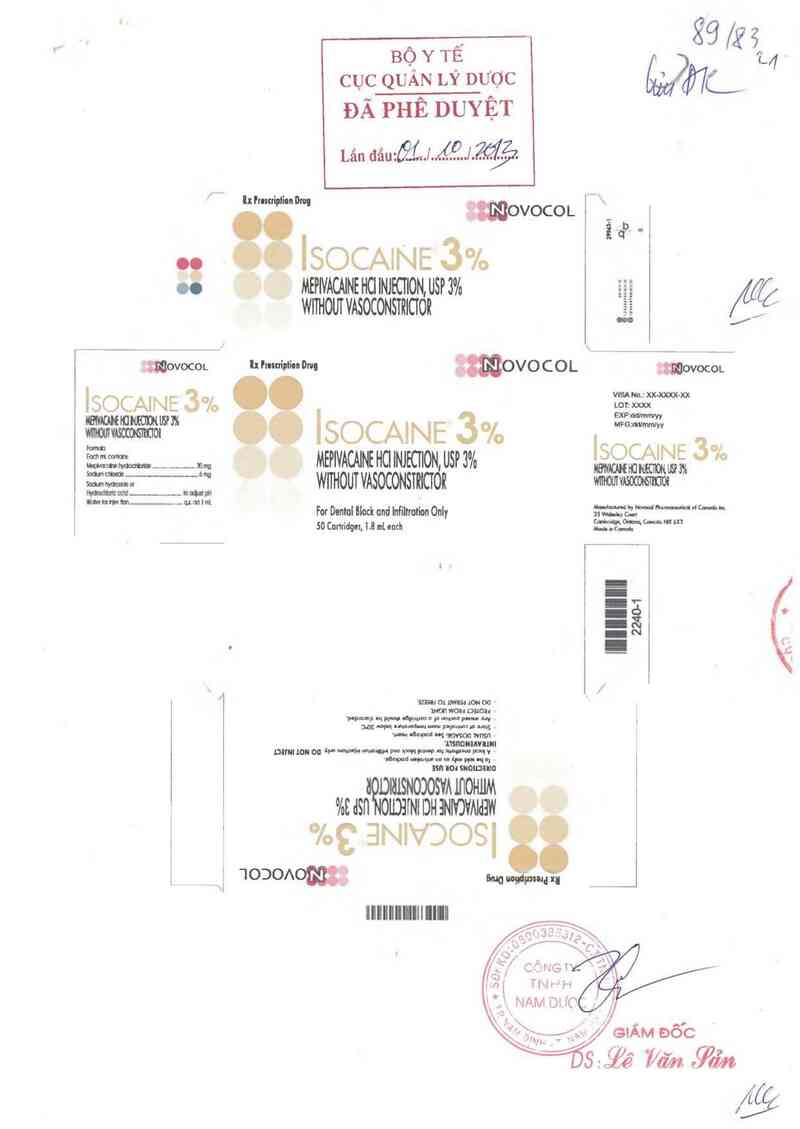 thông tin, cách dùng, giá thuốc Isocaine 3% - ảnh 0