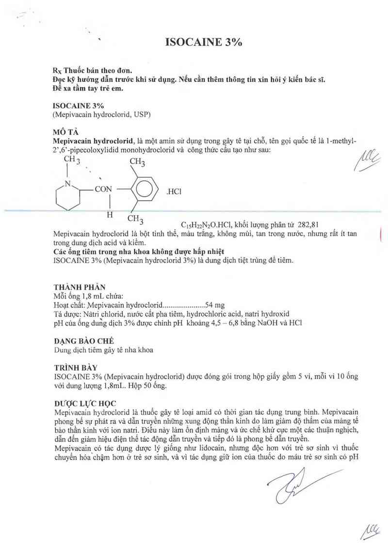 thông tin, cách dùng, giá thuốc Isocaine 3% - ảnh 3
