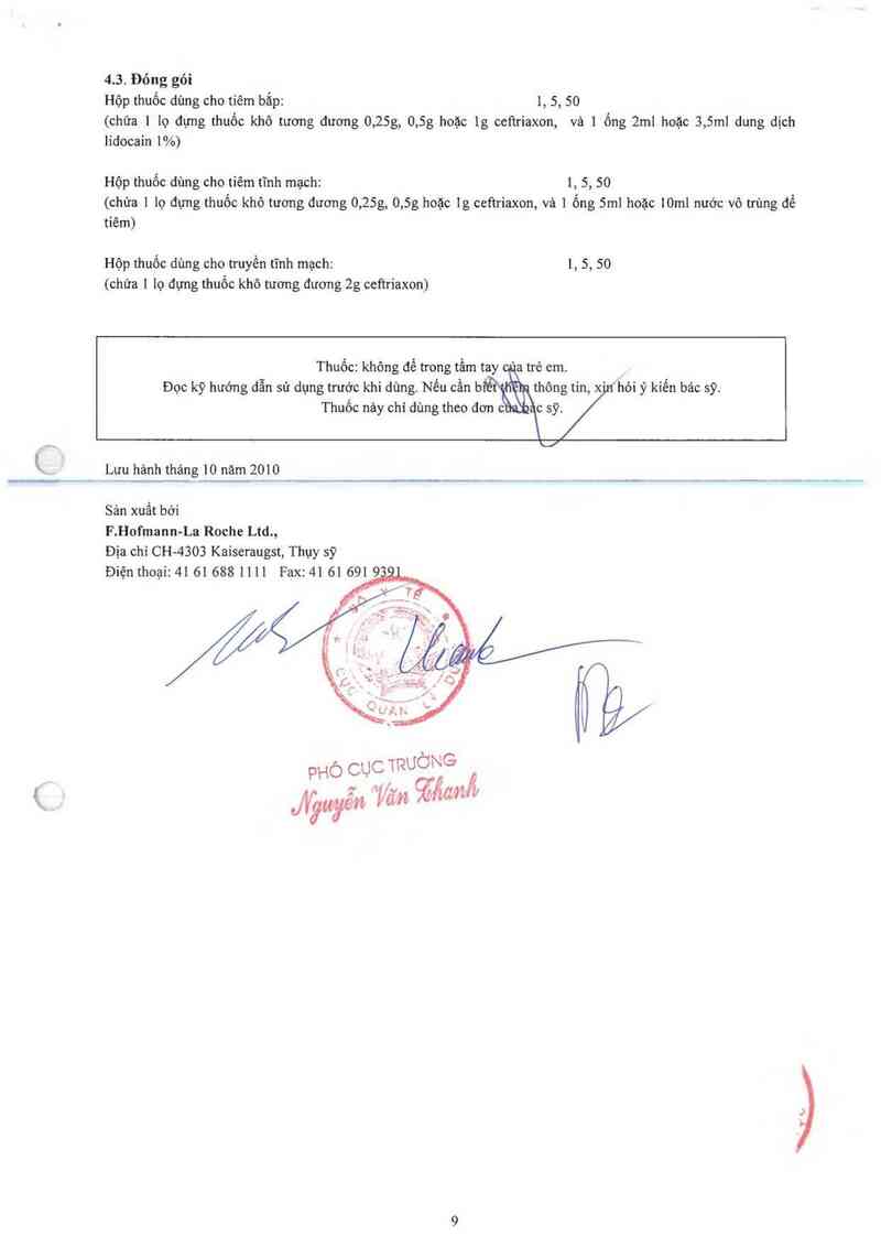 thông tin, cách dùng, giá thuốc Rocephin 1g I.V. - ảnh 11