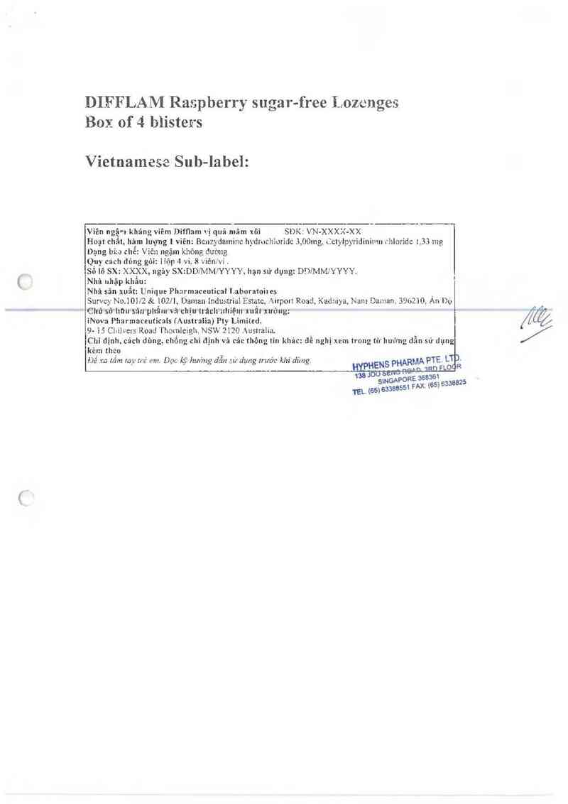 thông tin, cách dùng, giá thuốc Viên ngậm kháng viêm Difflam vị quả mâm xôi - ảnh 3