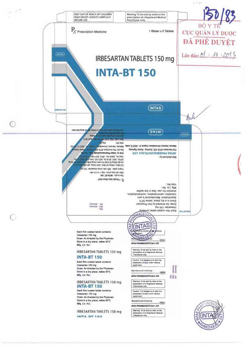 thông tin, cách dùng, giá thuốc Inta-BT 150 - ảnh 0