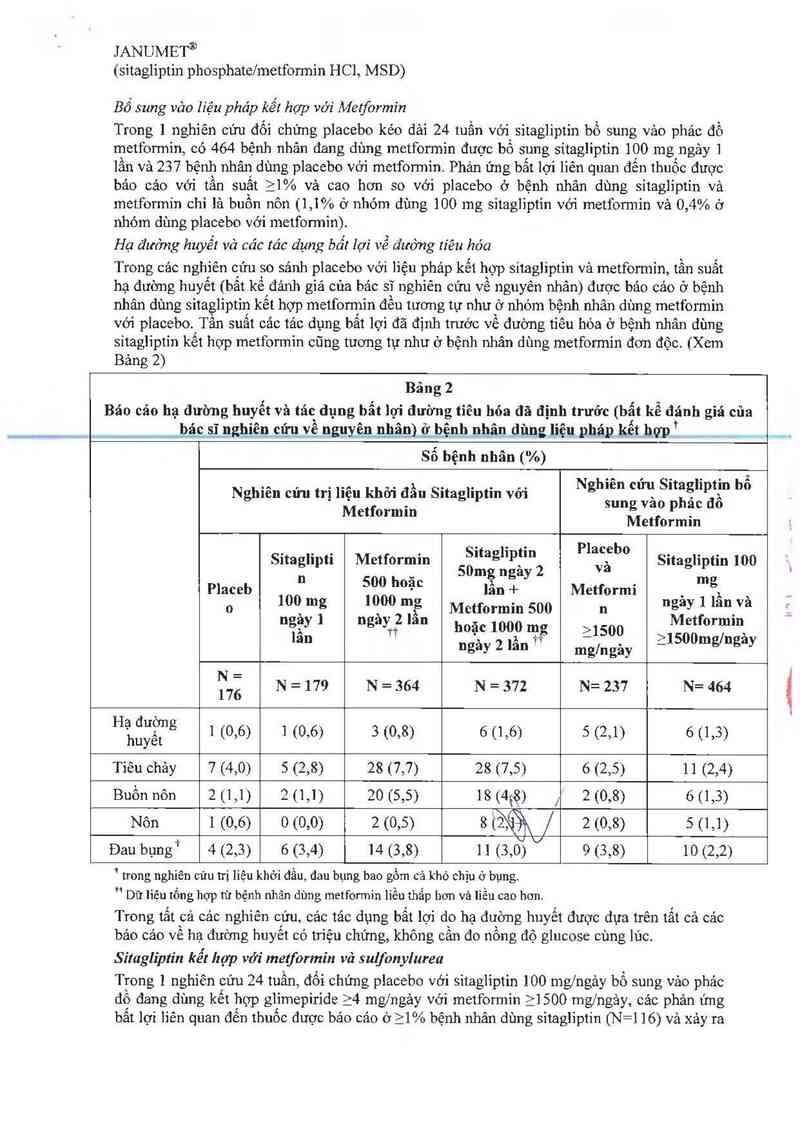 thông tin, cách dùng, giá thuốc Janumet 50mg/850mg - ảnh 11