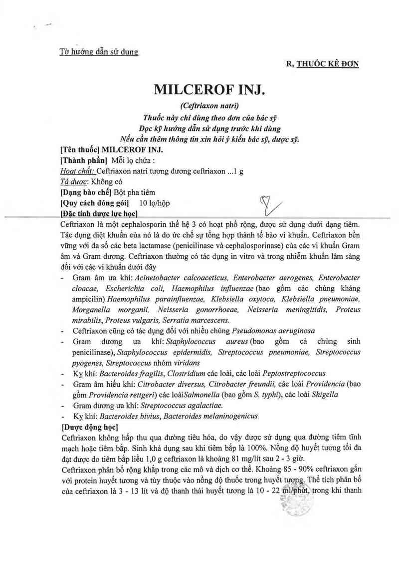 thông tin, cách dùng, giá thuốc Milcerof Inj. - ảnh 3