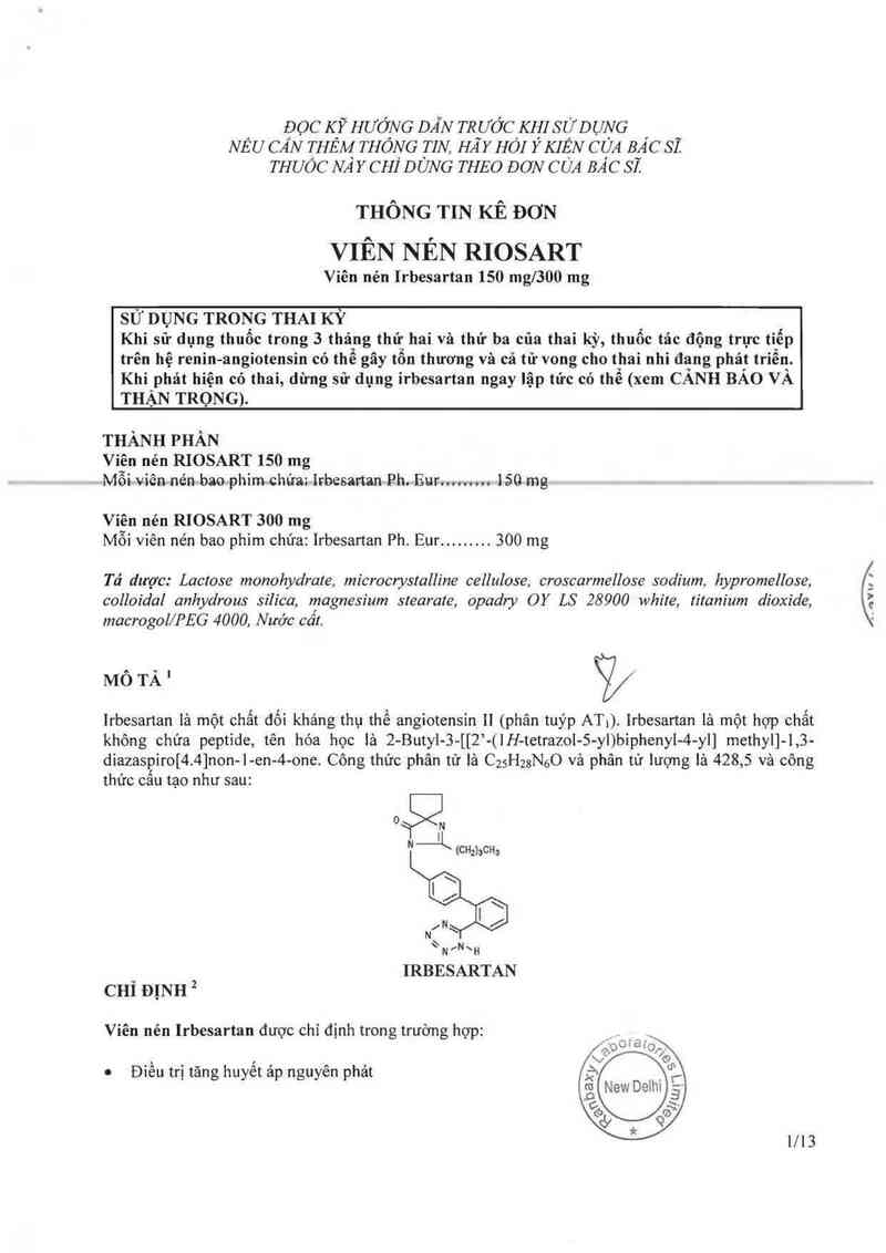 thông tin, cách dùng, giá thuốc Riosart 150mg - ảnh 1