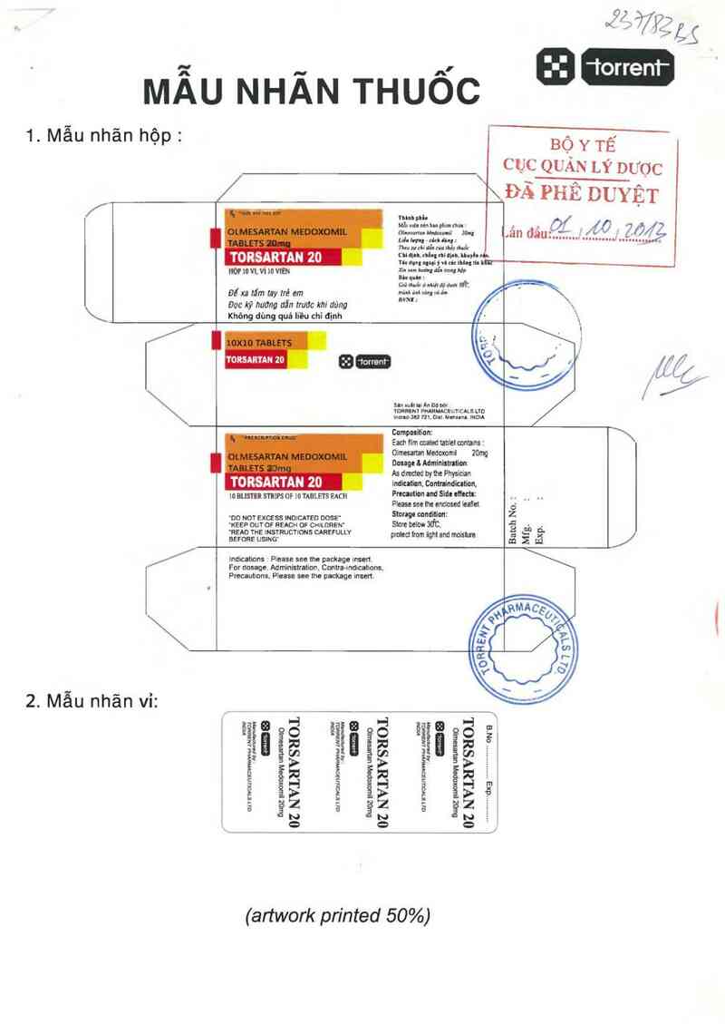 thông tin, cách dùng, giá thuốc Torsartan 20 - ảnh 0