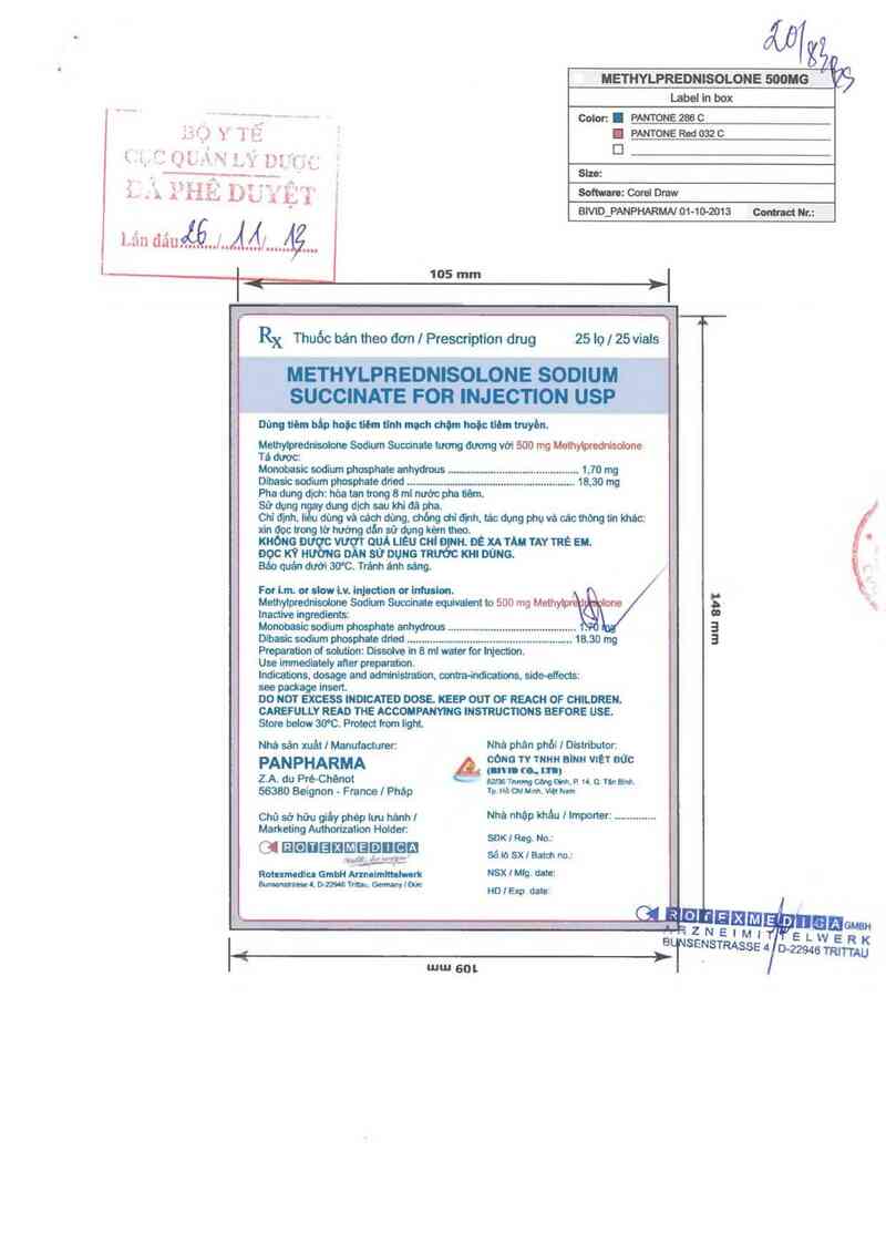 thông tin, cách dùng, giá thuốc Methylprednisolone sodium succinate for Injection USP - ảnh 0