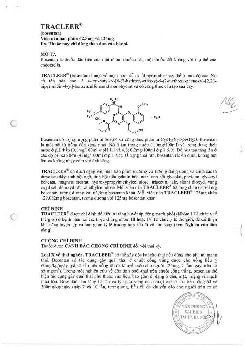 thông tin, cách dùng, giá thuốc Tracleer - ảnh 2