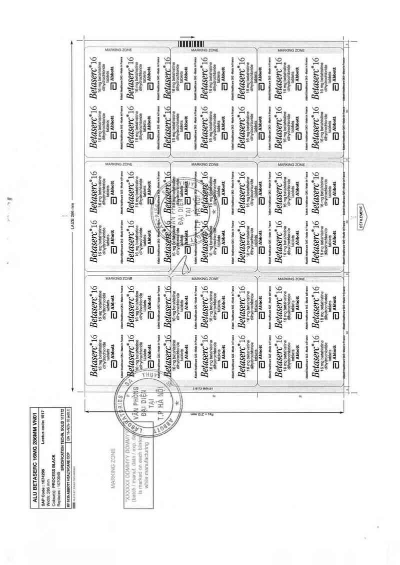 thông tin, cách dùng, giá thuốc Betaserc 16mg - ảnh 1