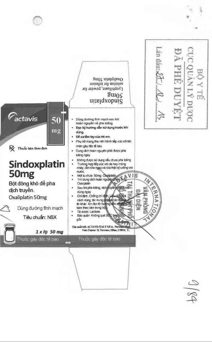 thông tin, cách dùng, giá thuốc Sindoxplatin 50mg - ảnh 3