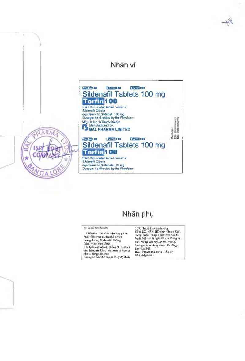 thông tin, cách dùng, giá thuốc Torfin-100 - ảnh 1