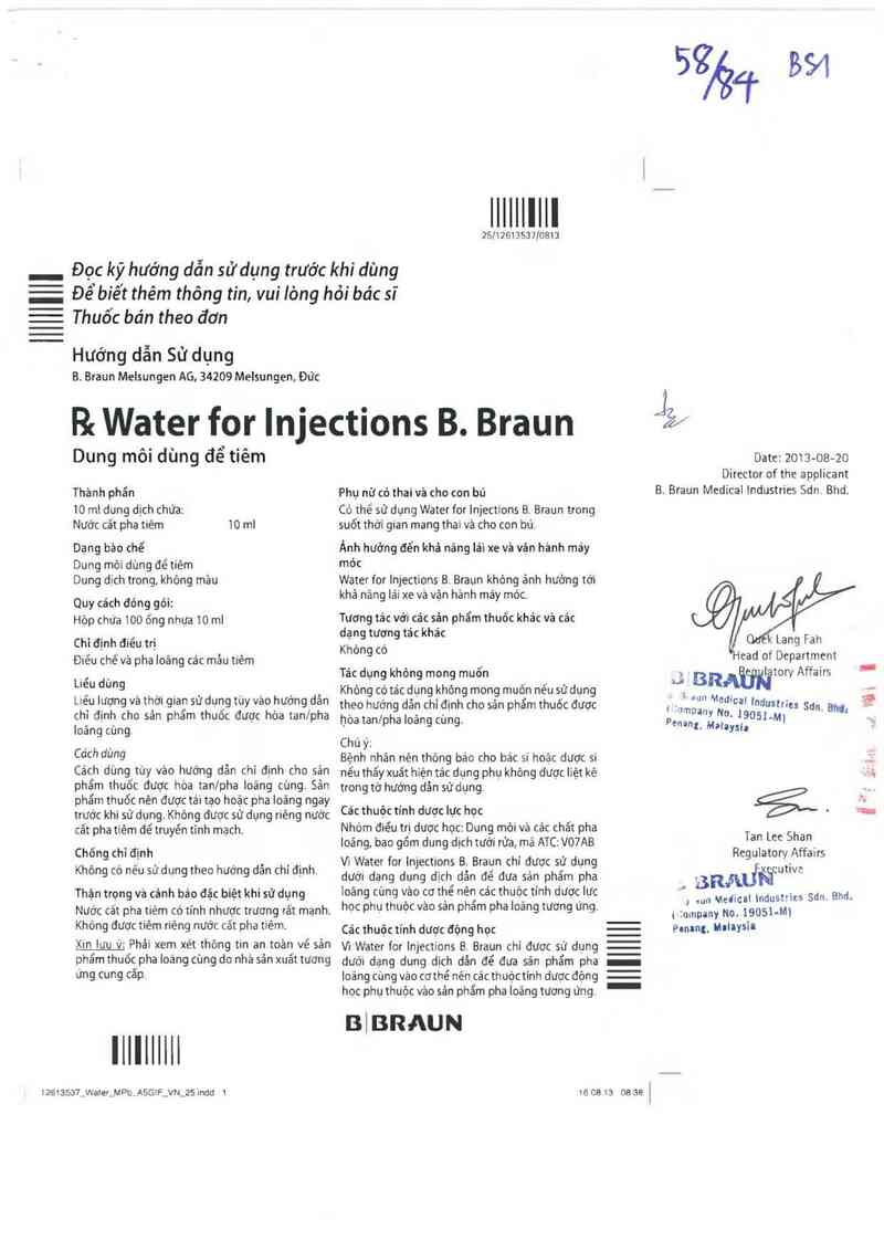 thông tin, cách dùng, giá thuốc Water for Injections B.Braun - ảnh 1