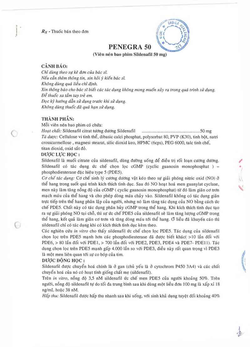 thông tin, cách dùng, giá thuốc Penegra 50 - ảnh 1