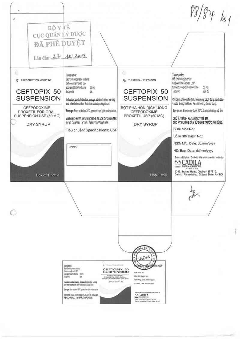 thông tin, cách dùng, giá thuốc Ceftopix 50 suspension/ dry syrup - ảnh 0