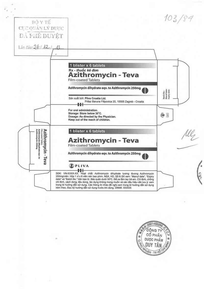 thông tin, cách dùng, giá thuốc Azithromycin-Teva - ảnh 0