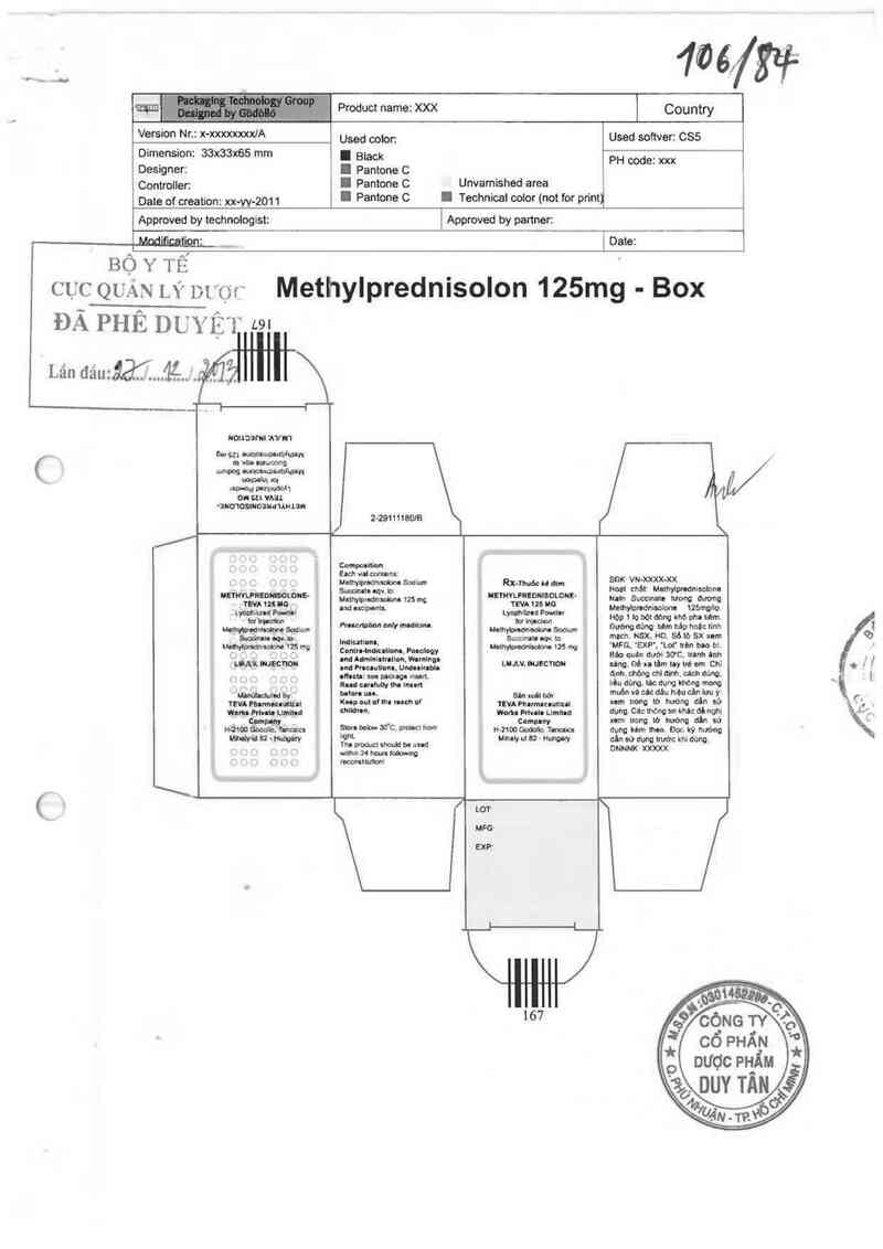 thông tin, cách dùng, giá thuốc Methylprednisolone -  Teva 125mg - ảnh 0