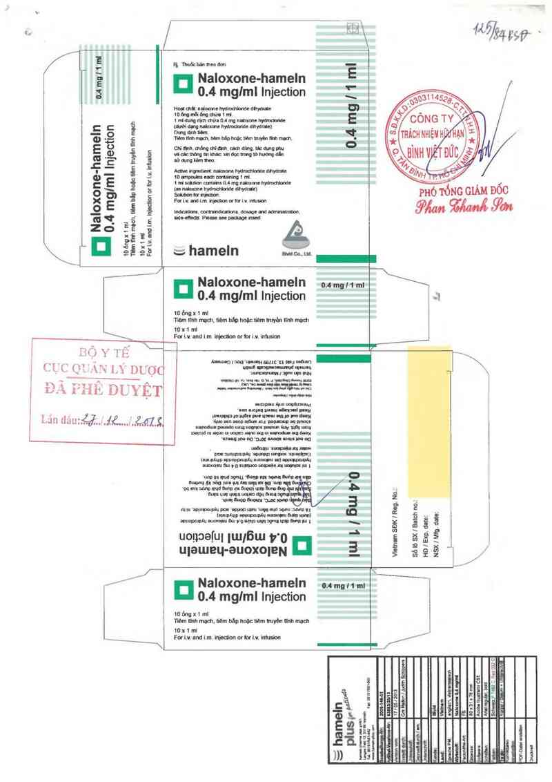 thông tin, cách dùng, giá thuốc Naloxone-hameln 0.4mg/ml Injection - ảnh 0