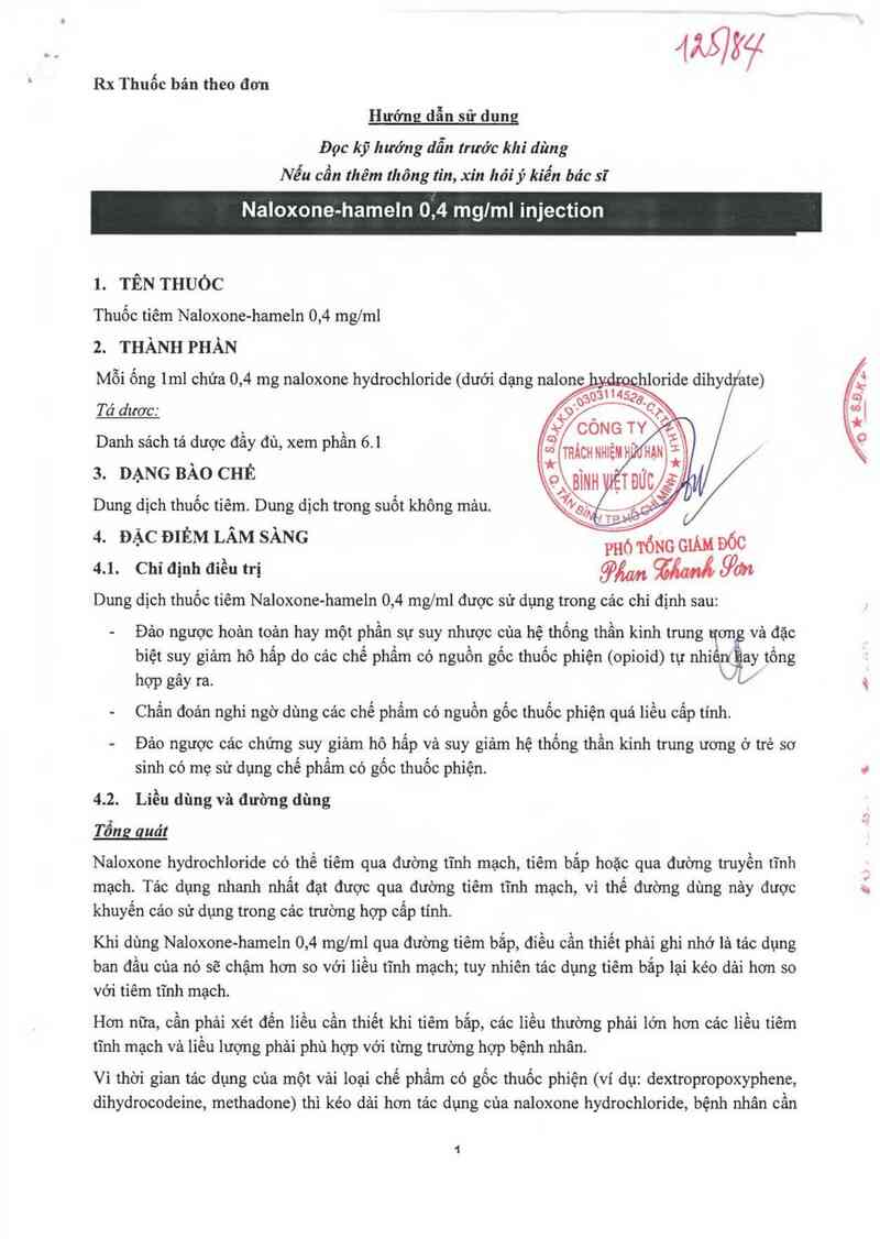 thông tin, cách dùng, giá thuốc Naloxone-hameln 0.4mg/ml Injection - ảnh 2