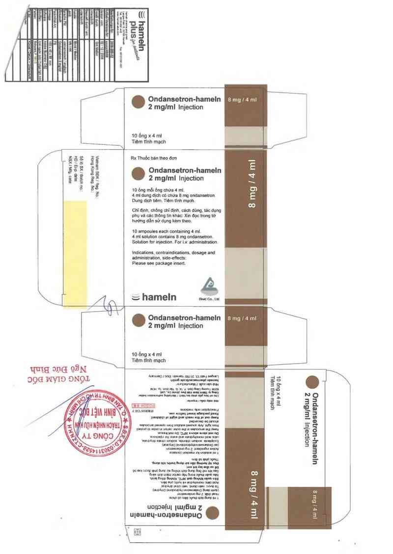 thông tin, cách dùng, giá thuốc Ondansetron-hameln 2mg/ml injection - ảnh 1