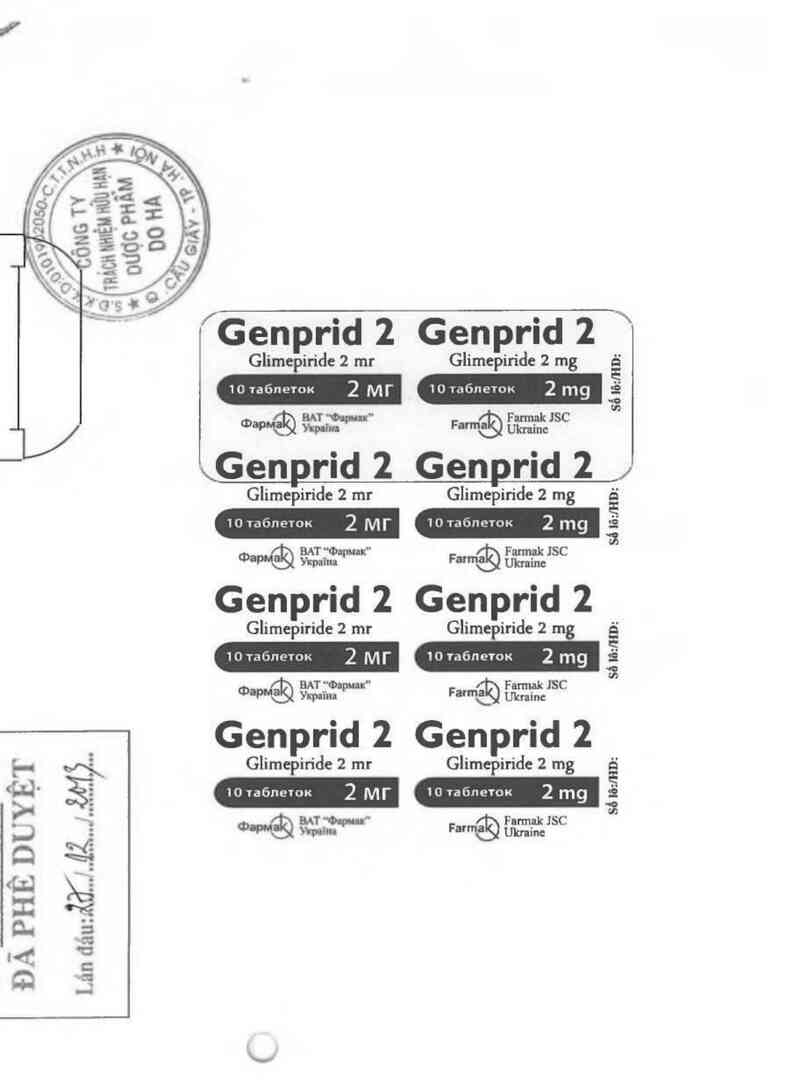 thông tin, cách dùng, giá thuốc Genprid 2 - ảnh 1