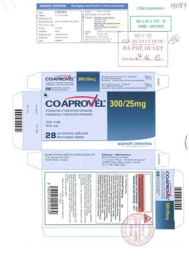 thông tin, cách dùng, giá thuốc CoAprovel 300/25mg - ảnh 0