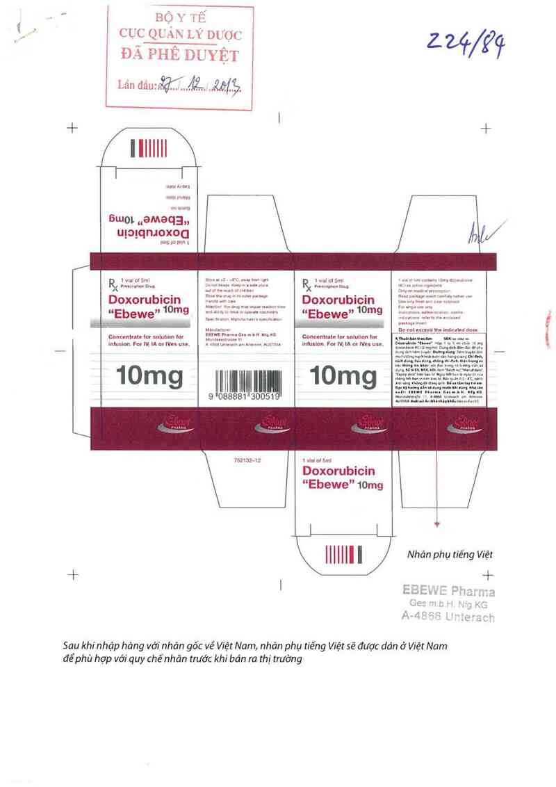 thông tin, cách dùng, giá thuốc Doxorubicin ~Ebewe~ - ảnh 0