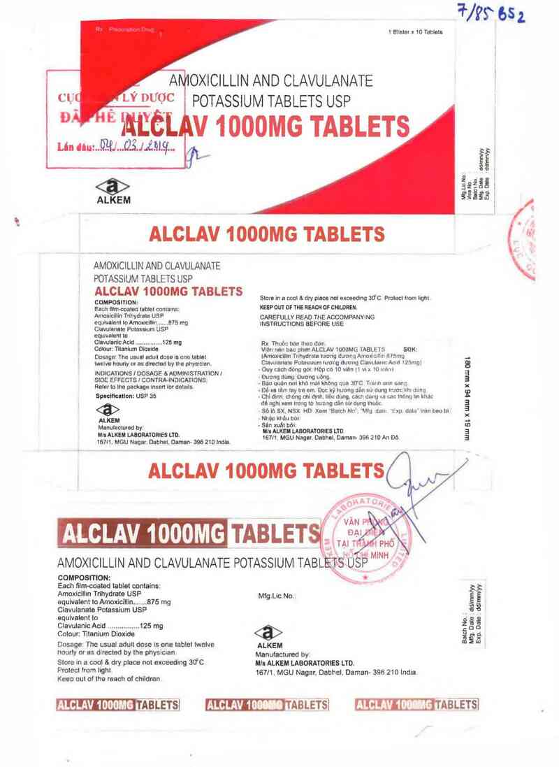 thông tin, cách dùng, giá thuốc Alclav 1000mg tablets - ảnh 0