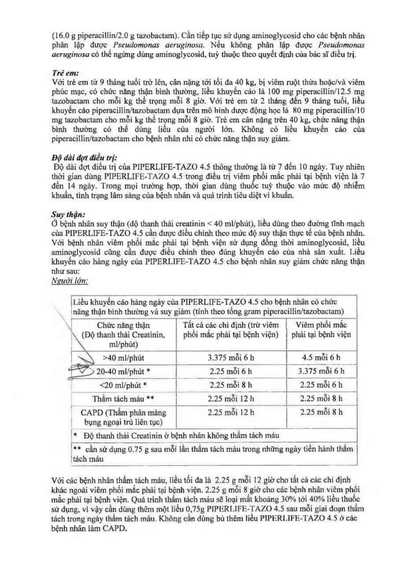 thông tin, cách dùng, giá thuốc Piperlife-Tazo 4.5 - ảnh 3