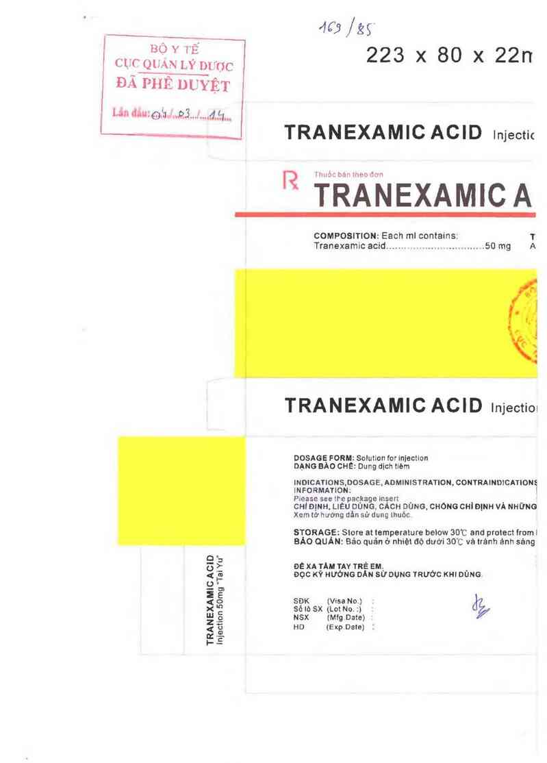 thông tin, cách dùng, giá thuốc Tranexamic acid injection 50mg ~Tai Yu~ - ảnh 0