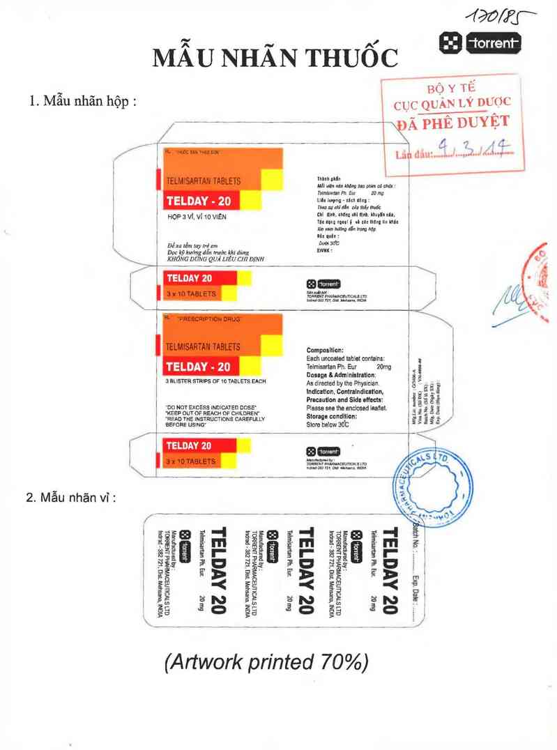 thông tin, cách dùng, giá thuốc Telday-20 - ảnh 0