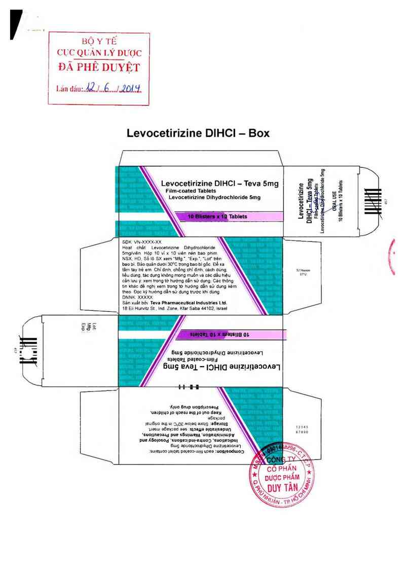 thông tin, cách dùng, giá thuốc Levocetirizine DIHCI- Teva 5mg - ảnh 0