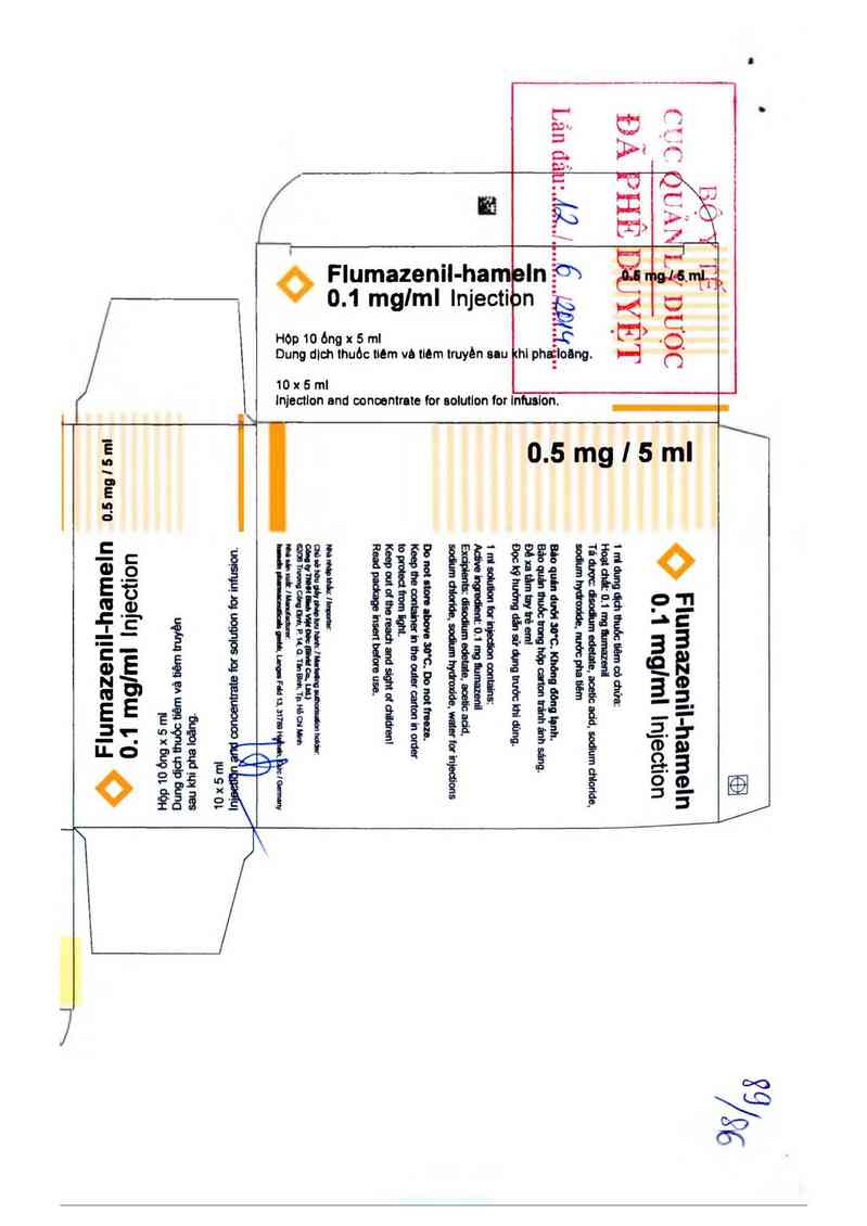 thông tin, cách dùng, giá thuốc Flumazenil-hameln 0.1mg/ml injection - ảnh 1