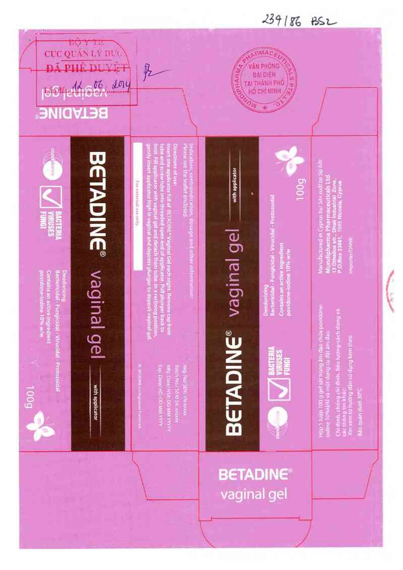 thông tin, cách dùng, giá thuốc Betadine Vaginal Gel 10% w/w - ảnh 0