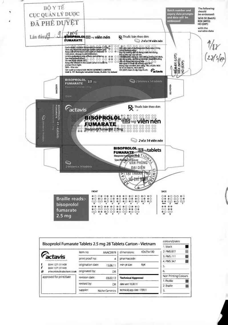 thông tin, cách dùng, giá thuốc Bisoprolol Fumarate 2.5mg - ảnh 0