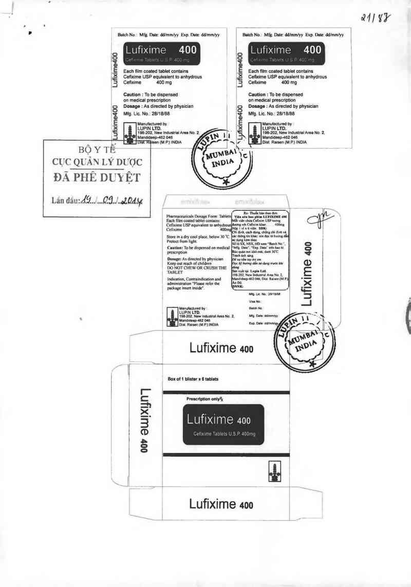 thông tin, cách dùng, giá thuốc Lufixime 400 - ảnh 0