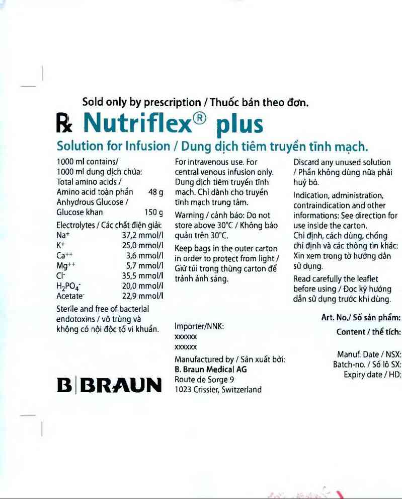 thông tin, cách dùng, giá thuốc Nutriflex plus - ảnh 2