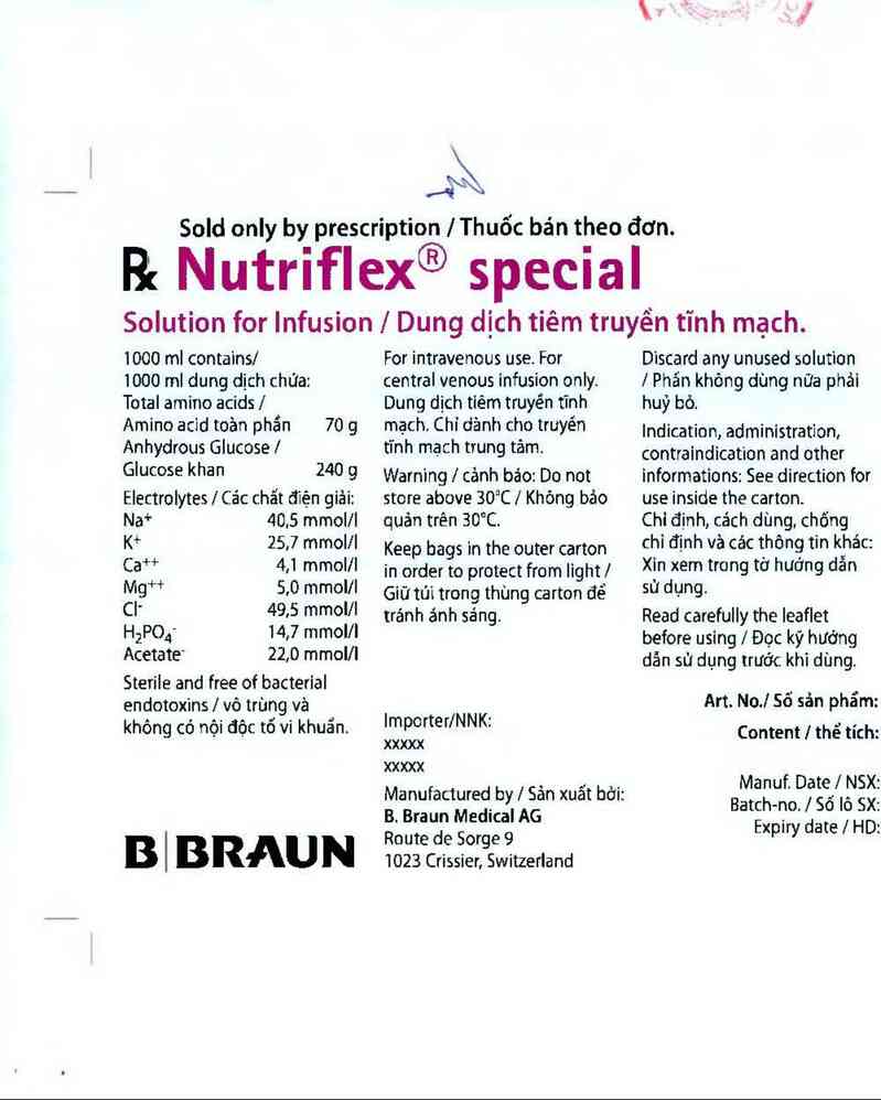 thông tin, cách dùng, giá thuốc Nutriflex special - ảnh 1