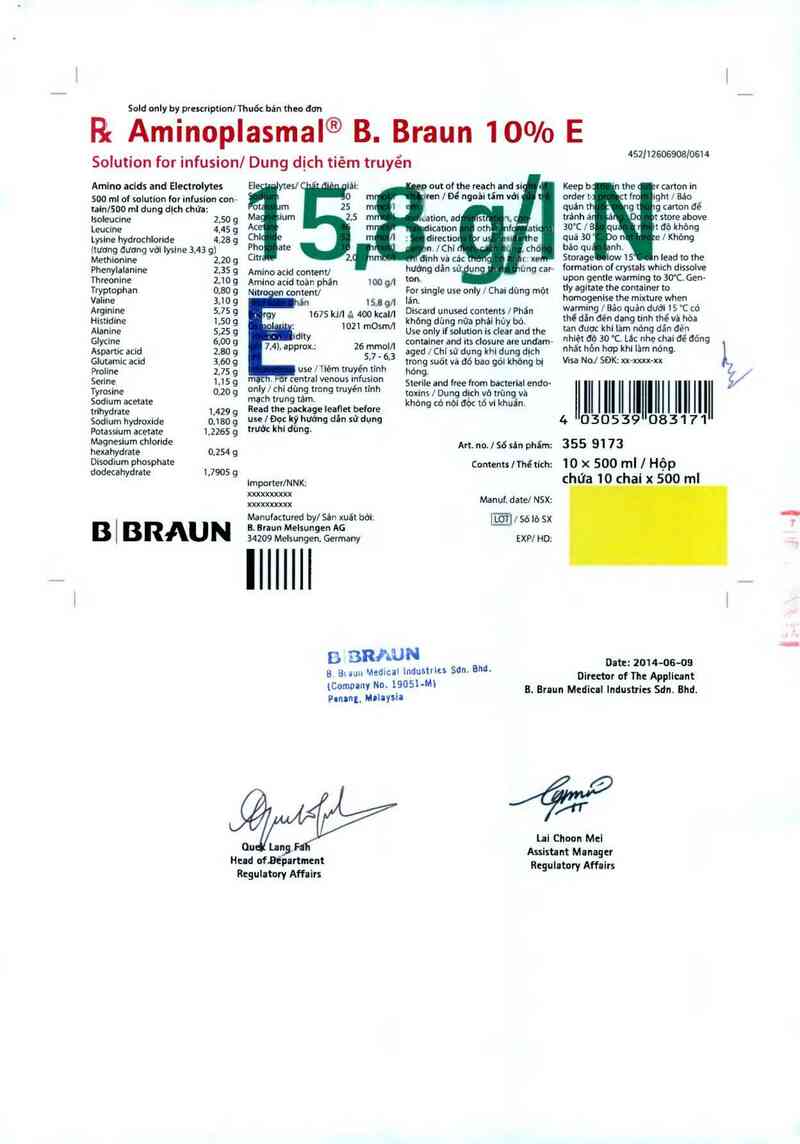 thông tin, cách dùng, giá thuốc Aminoplasmal B.Braun 10% E - ảnh 5