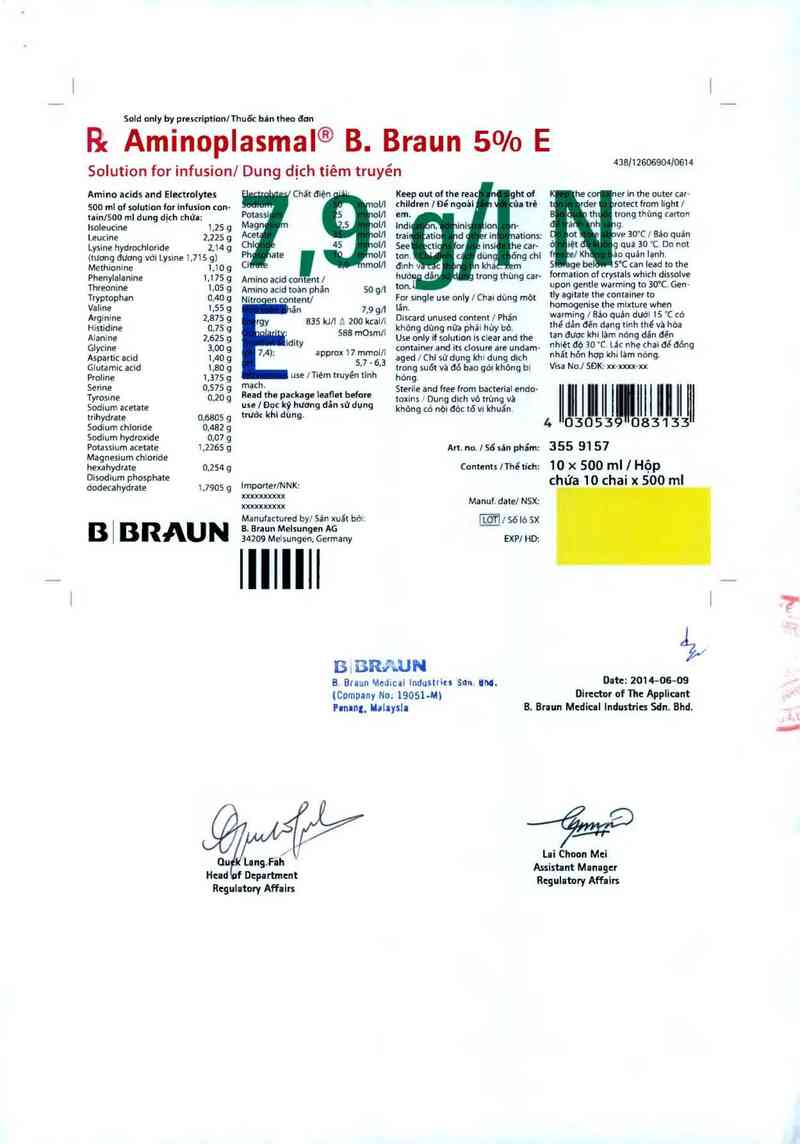 thông tin, cách dùng, giá thuốc Aminoplasmal B.Braun 5% E - ảnh 6