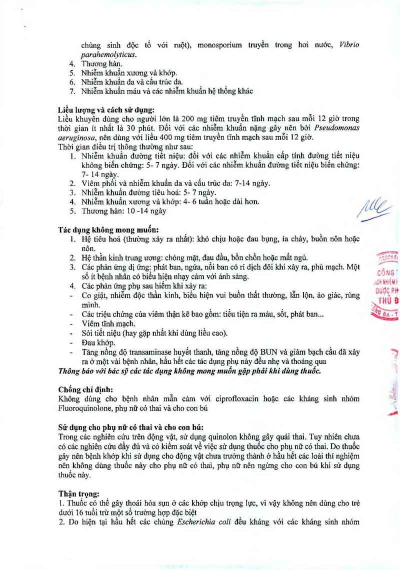 thông tin, cách dùng, giá thuốc Ciprofloxacin Lactate and Sodium Chloride Injection - ảnh 3