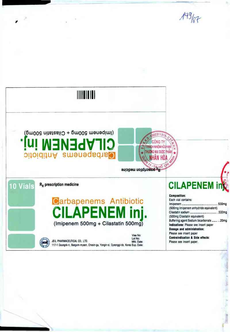 thông tin, cách dùng, giá thuốc Cilapenem injection - ảnh 0