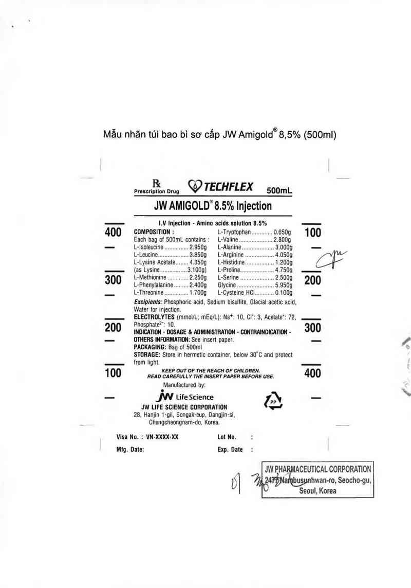 thông tin, cách dùng, giá thuốc JW Amigold 8,5% Injection - ảnh 2
