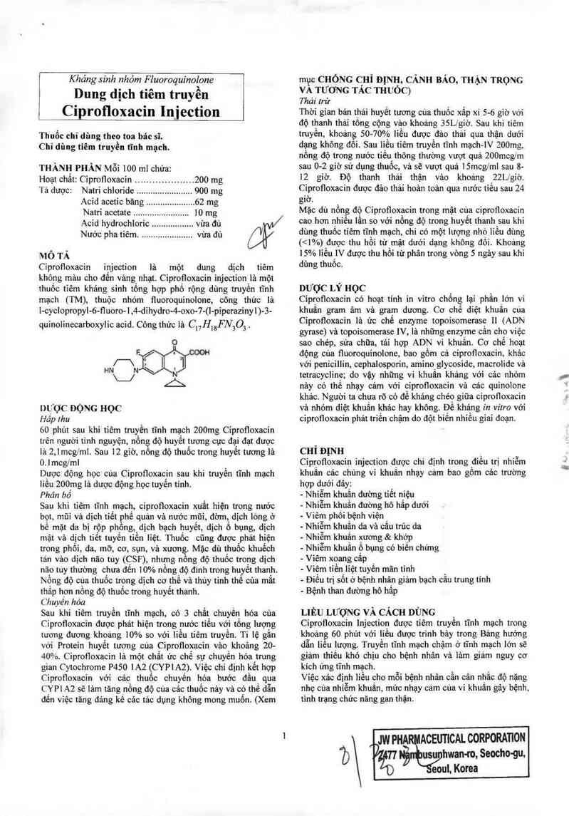 thông tin, cách dùng, giá thuốc Ciprofloxacin Injection - ảnh 2