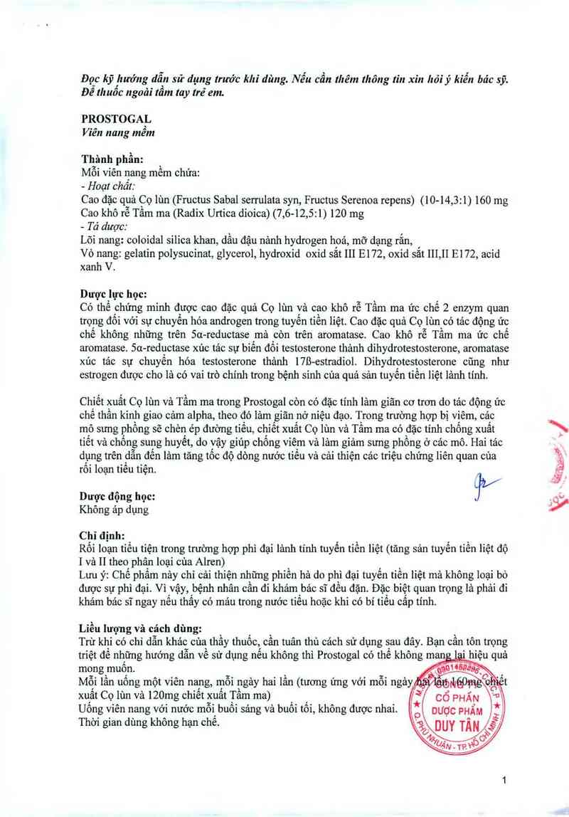 thông tin, cách dùng, giá thuốc Prostogal - ảnh 2